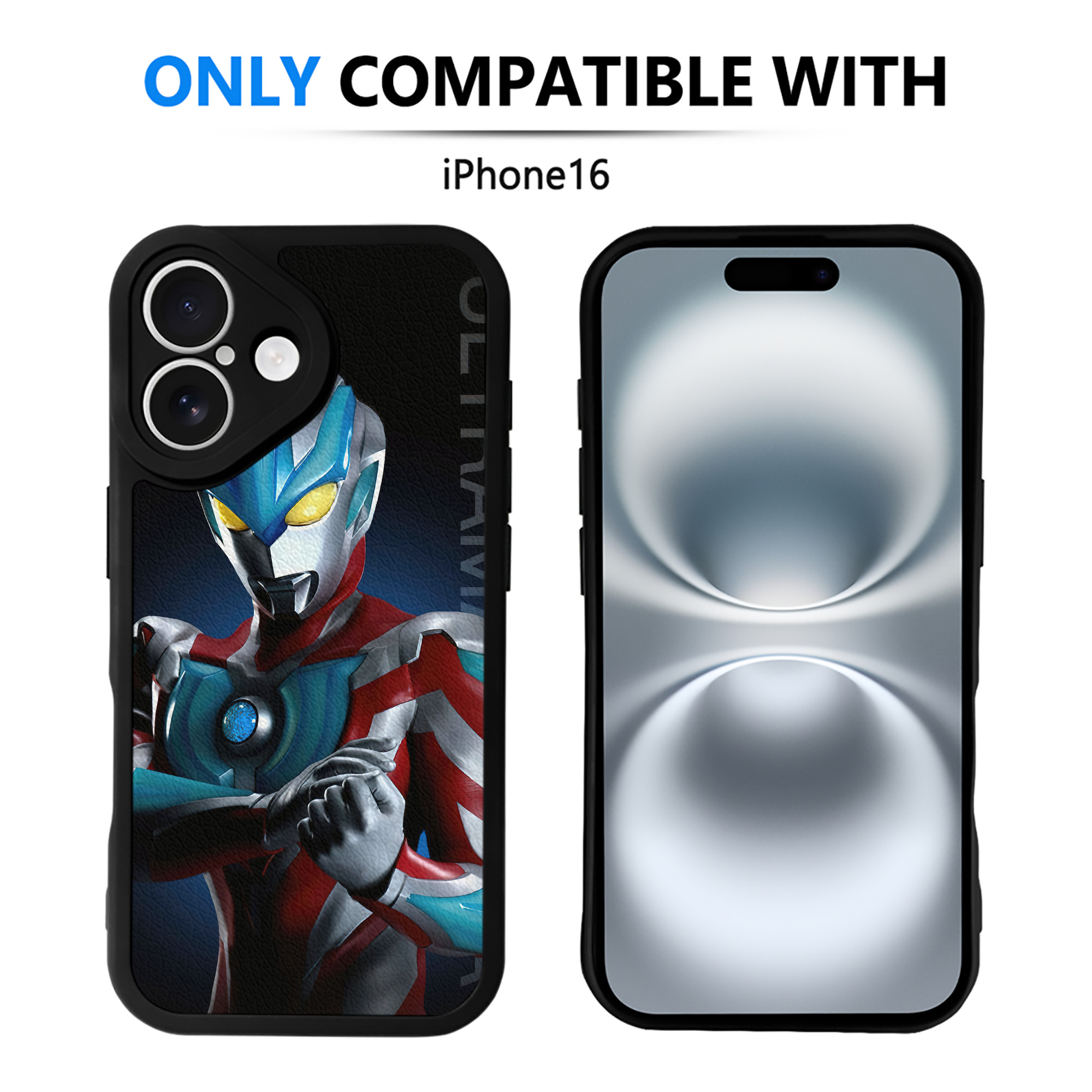 （画像用） ウルトラマン Ultraman 【iPhone 16シリーズ対応】シリコンスマホケース（レザー調） 材質：シリコン